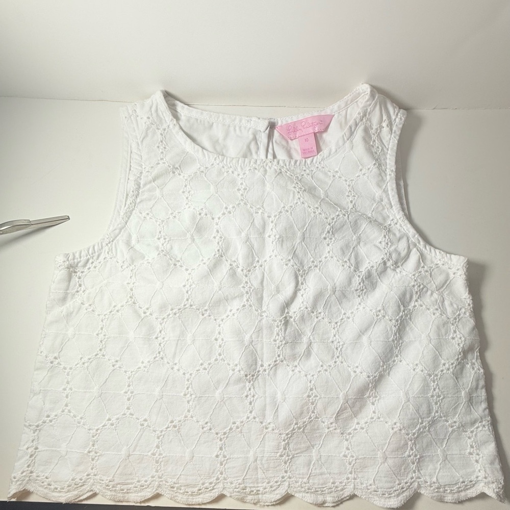 Lilly Pulitzer White Textured Sleeveless Top